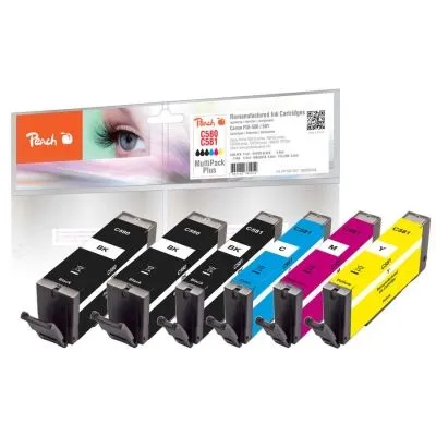 Peach  Spar Pack Plus Tintenpatronen kompatibel zu Canon Pixma TS 6350 Series
