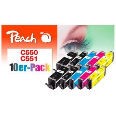 Peach  10er-Pack Tintenpatronen, kompatibel zu Canon Pixma MX 725
