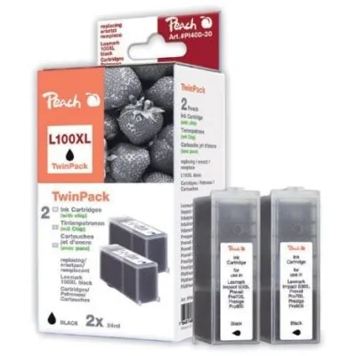 Peach  Doppelpack 2 Tintenpatronen schwarz kompatibel zu Lexmark Impact S 300 Series