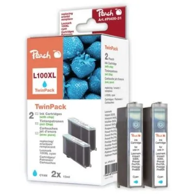 Peach  Doppelpack 2 Tintenpatronen cyan kompatibel zu Lexmark Pro 200 Series