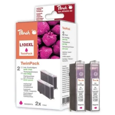 Peach  Doppelpack 2 Tintenpatronen magenta kompatibel zu Lexmark Impact S 300 Series