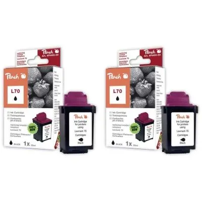 Peach  Doppelpack Druckköpfe schwarz kompatibel zu Lexmark Optra Color 40 N